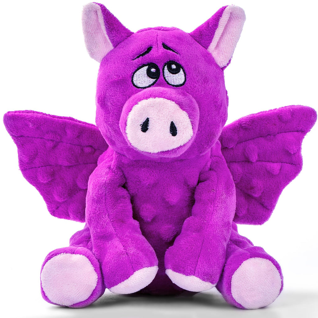 Purple Pig Squeaky Dog Toy — Plush Crinkle Toy for Small, Medium & Large Dogs