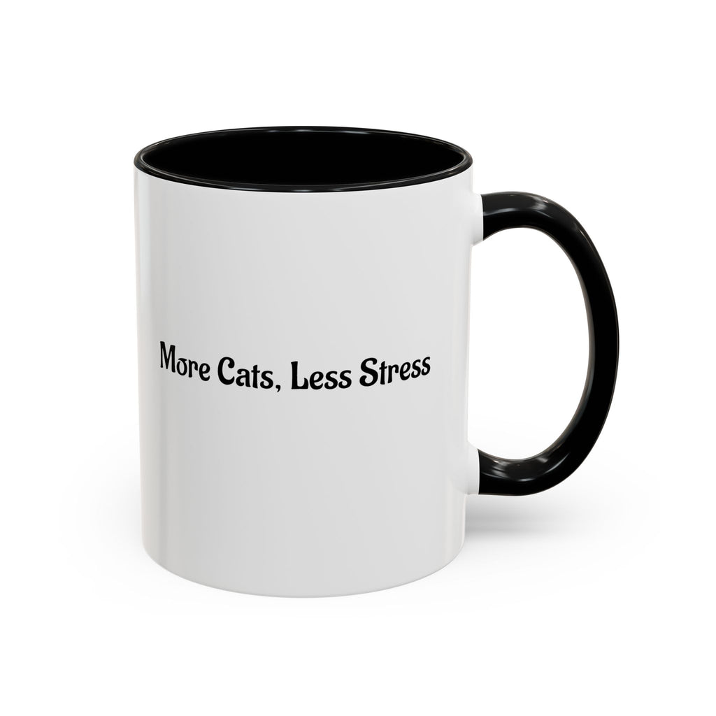 More Cats, Less Stress Accent Coffee Mug (Cat Illustration)