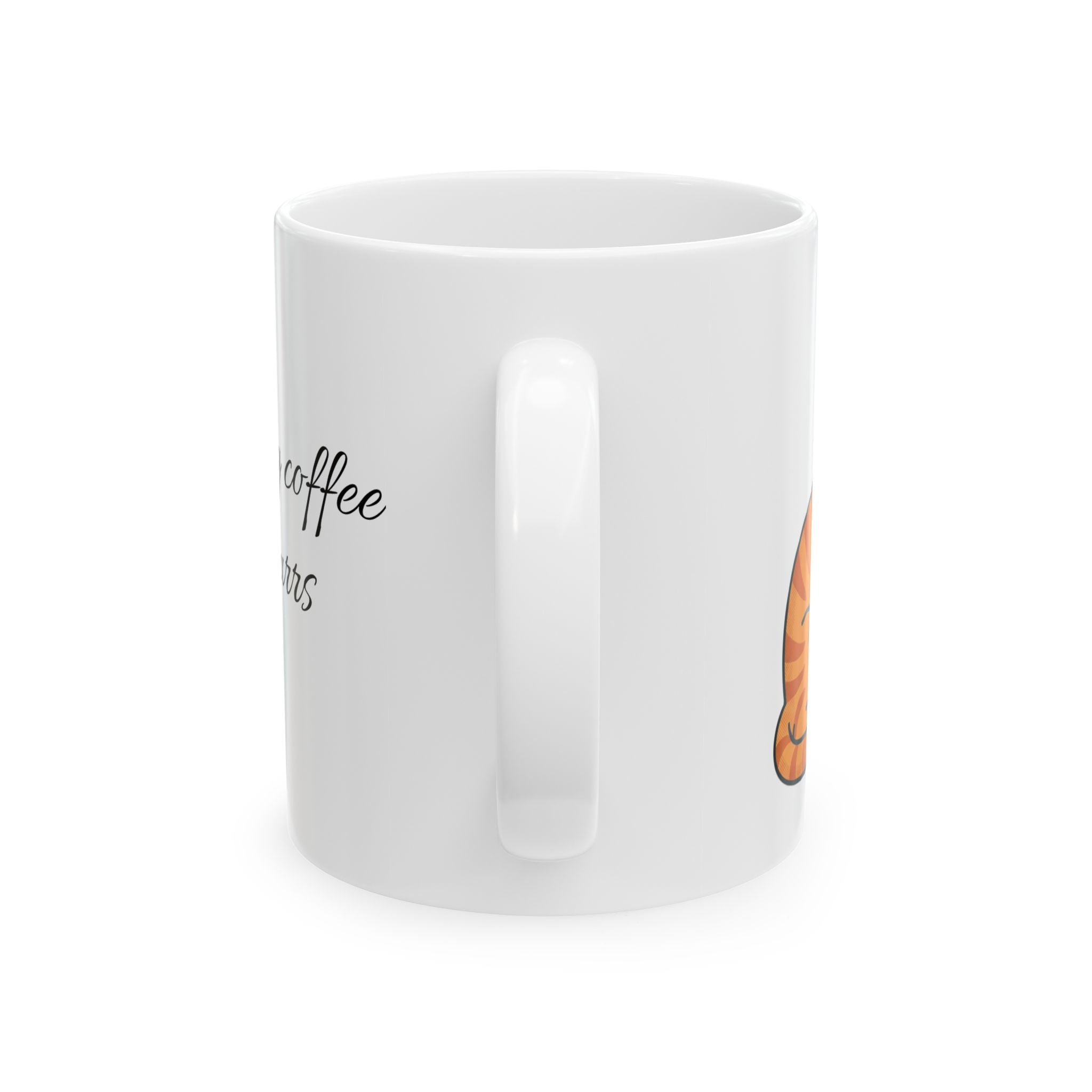 Cat Lover Ceramic Coffee Mug — "Powered by Coffee & Cat Purrs" (11oz/15oz)