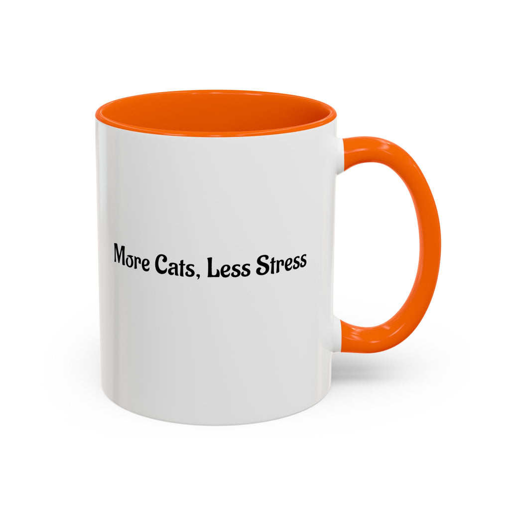 More Cats, Less Stress Accent Coffee Mug (Cat Illustration)