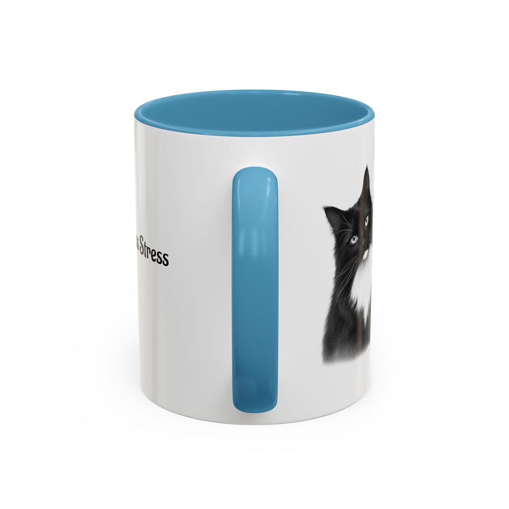 More Cats, Less Stress Accent Coffee Mug (Cat Illustration)