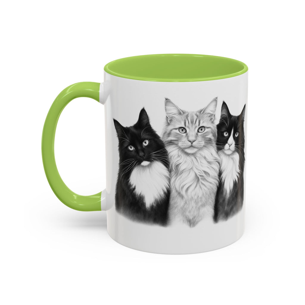 More Cats, Less Stress Accent Coffee Mug (Cat Illustration)
