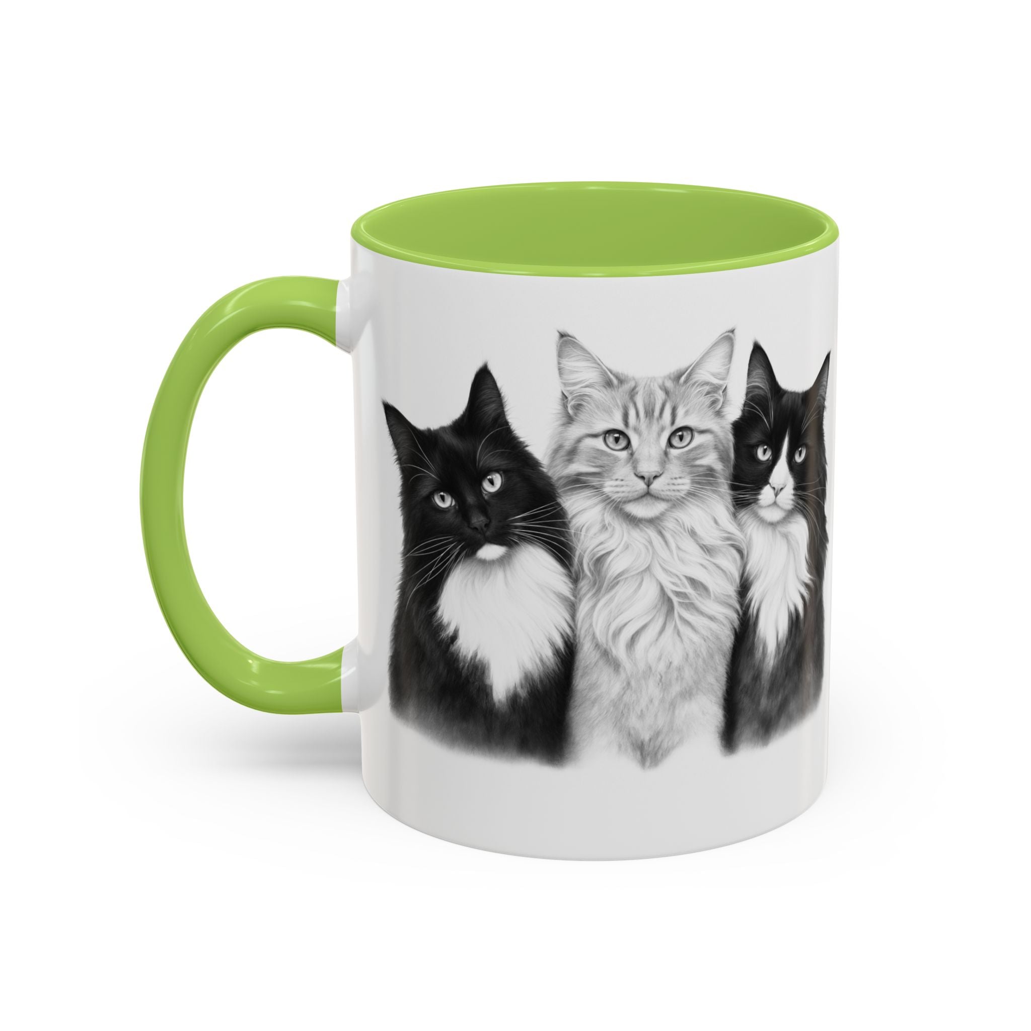 More Cats, Less Stress Accent Coffee Mug (Cat Illustration)