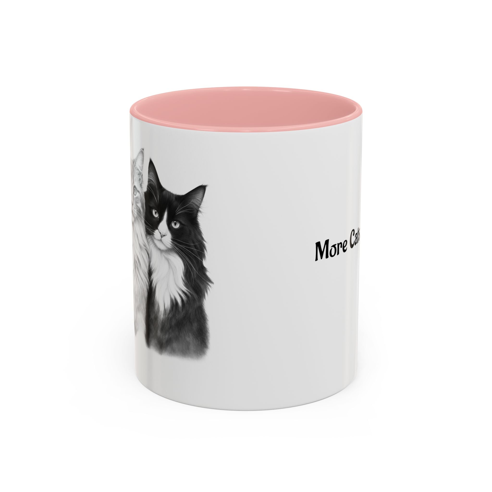More Cats, Less Stress Accent Coffee Mug (Cat Illustration)