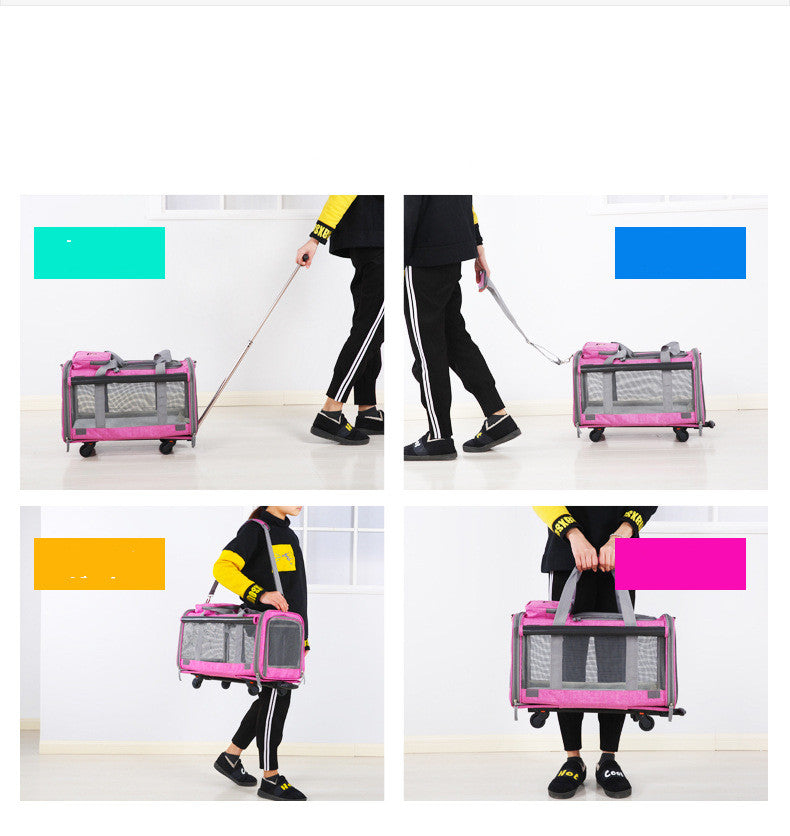 Dog and Cat Carrier With Wheels and Pull Handle