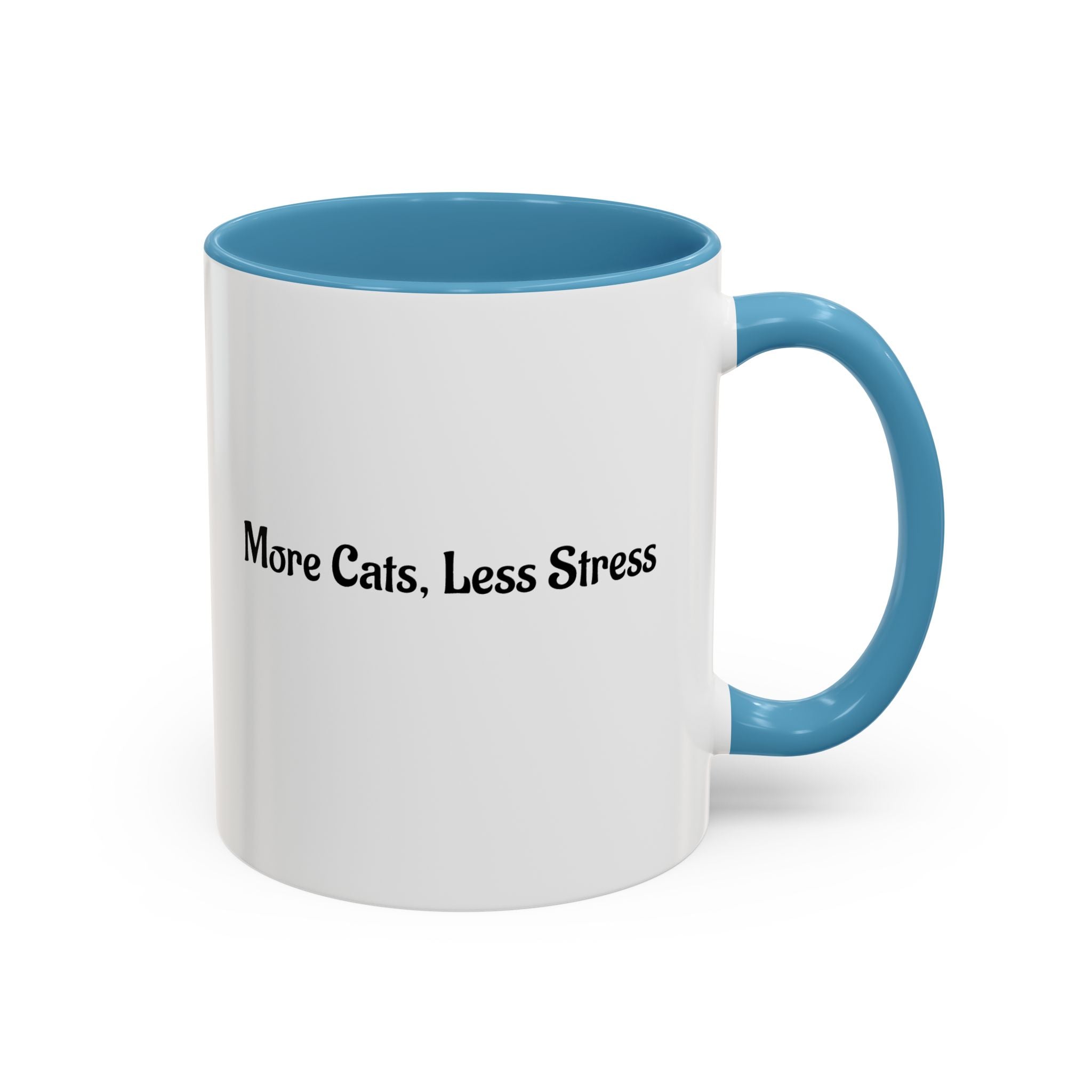 More Cats, Less Stress Accent Coffee Mug (Cat Illustration)