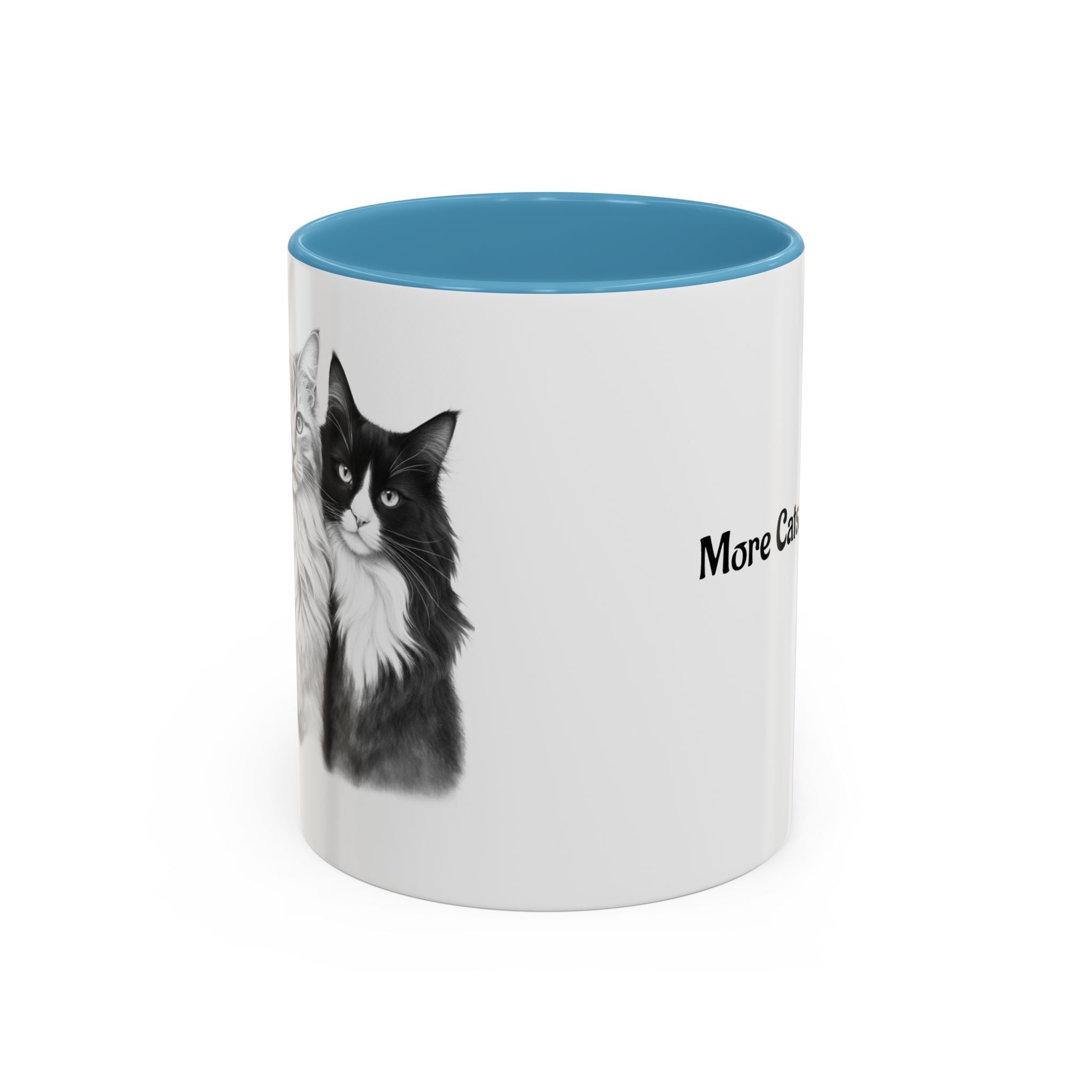 More Cats, Less Stress Accent Coffee Mug (Cat Illustration)