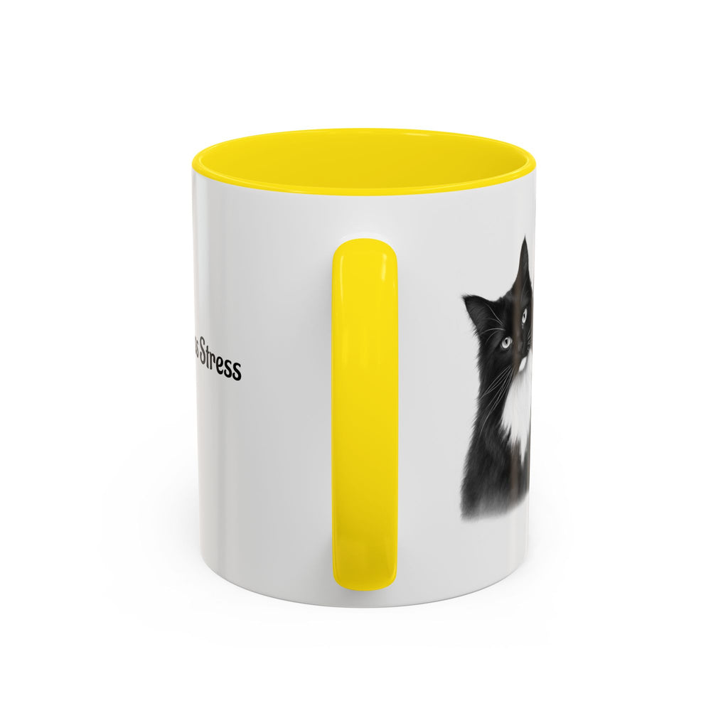 More Cats, Less Stress Accent Coffee Mug (Cat Illustration)