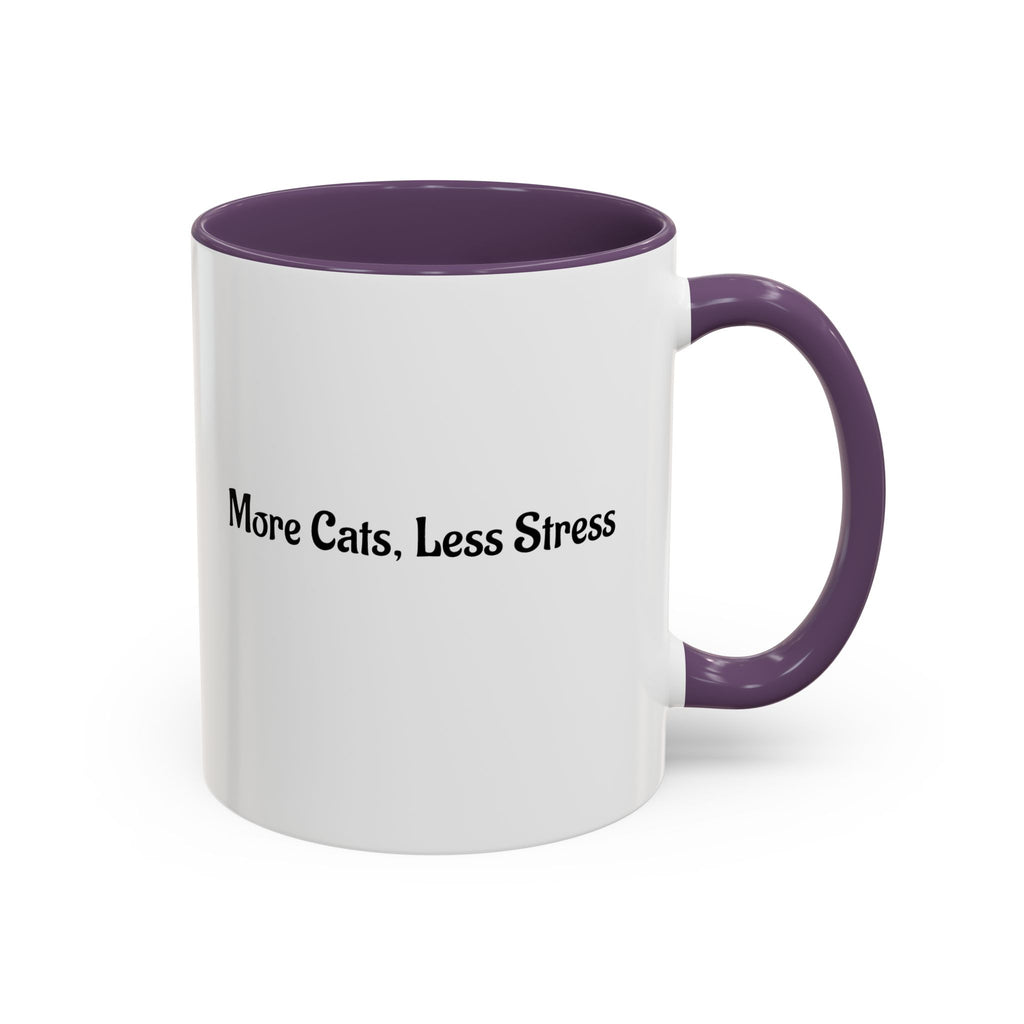More Cats, Less Stress Accent Coffee Mug (Cat Illustration)