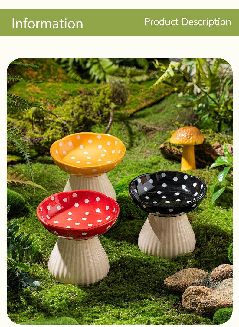 Raised Mushroom Cat Bowls - Cute Elevated Feeding Bowl For Healthy Eating