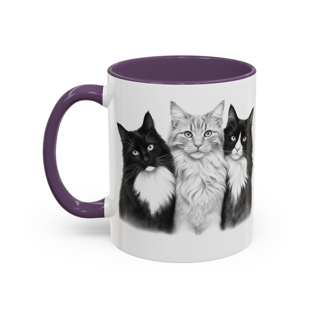 More Cats, Less Stress Accent Coffee Mug (Cat Illustration)