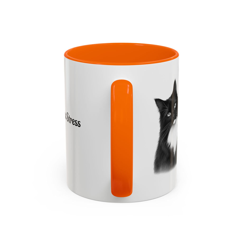 More Cats, Less Stress Accent Coffee Mug (Cat Illustration)