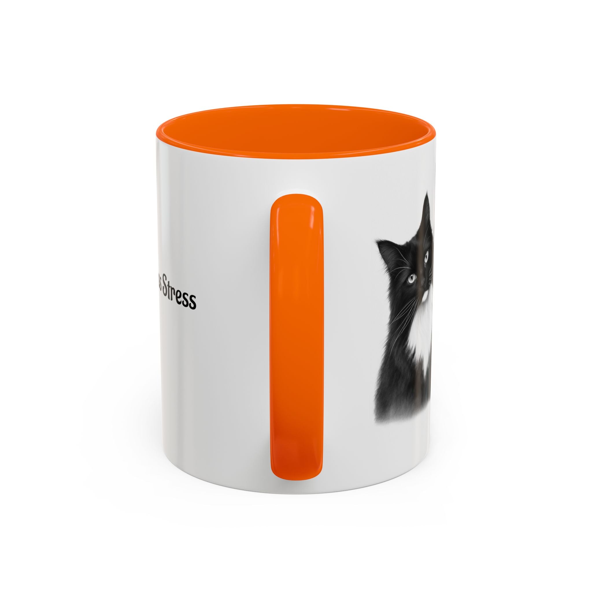 More Cats, Less Stress Accent Coffee Mug (Cat Illustration)