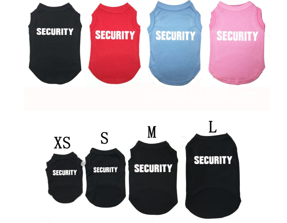 “Security” Dog T‑Shirt — Cute Printed Pet Shirt for Small & Medium Dogs (Multiple Colors)