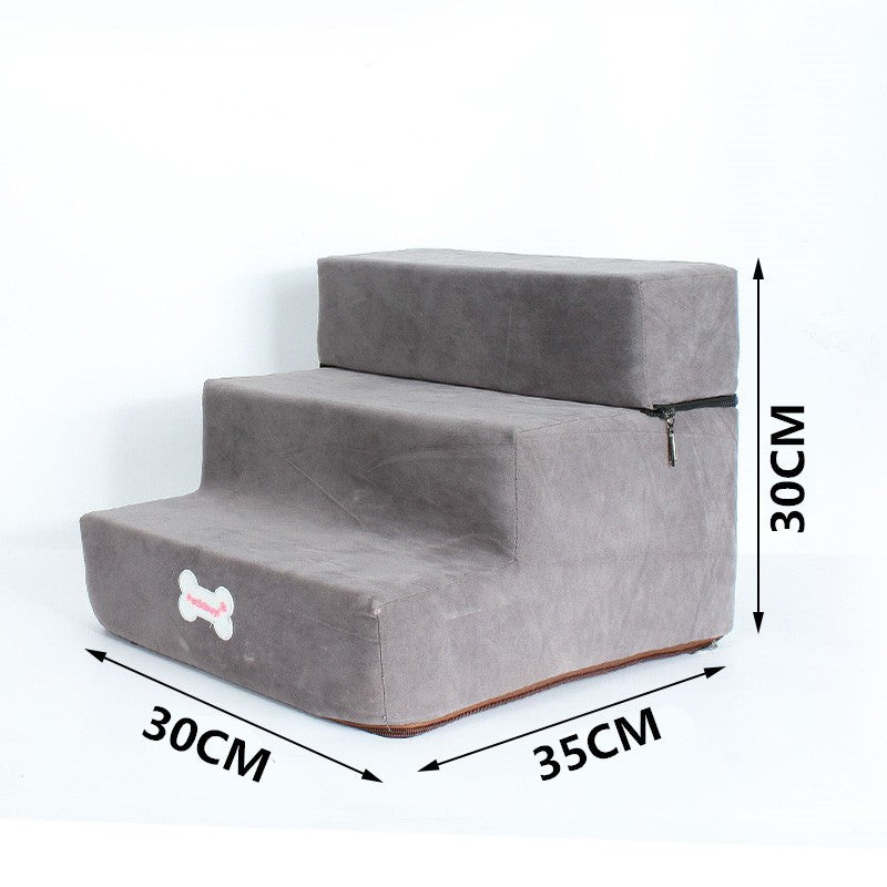 Pet Stairs – 3‑Step Soft Velvet Dog & Cat Ladder