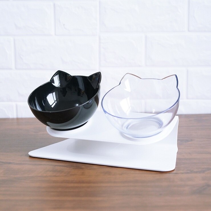 Non‑Slip Cat Bowl with Raised Stand – Single or Double