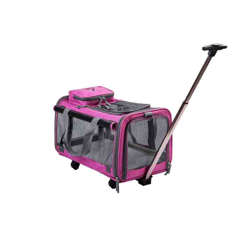 Dog and Cat Carrier With Wheels and Pull Handle