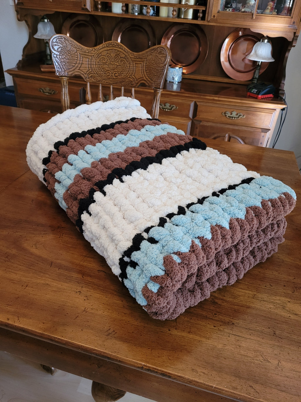 Western Style Hand Knit Chunky Chenille Knit Throw - 35" × 47"