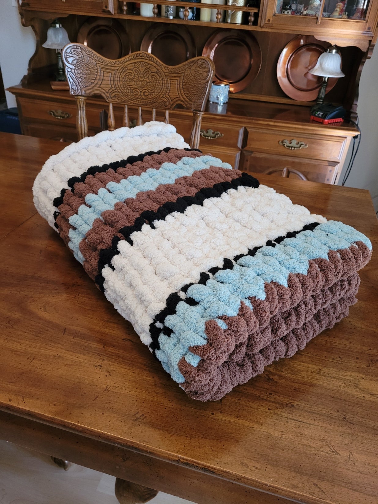 Western Style Hand Knit Chunky Chenille Knit Throw - 35" × 47"