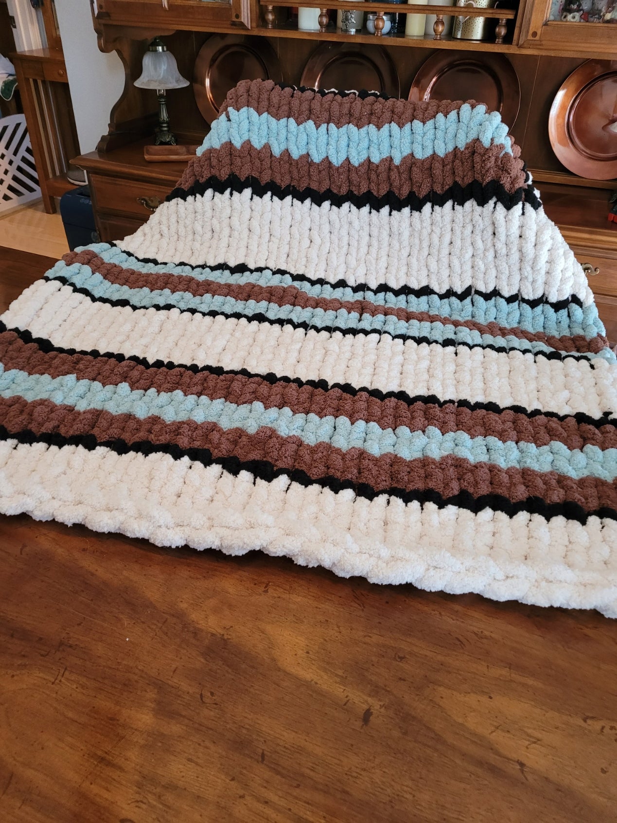 Western Style Hand Knit Chunky Chenille Knit Throw - 35" × 47"