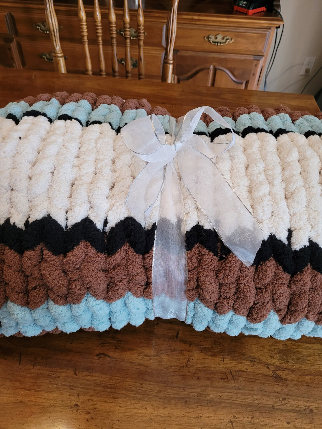 Western Style Hand Knit Chunky Chenille Knit Throw - 35" × 47"