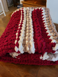 45×50 Chunky Chenille Throw – Burgundy, Taupe & Oatmeal