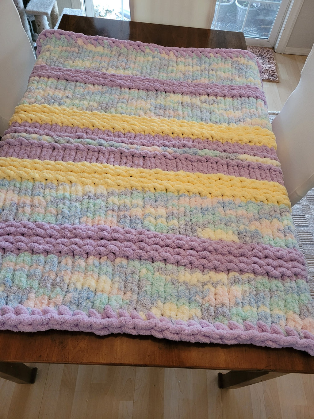 Spring Pastel Chunky Knit Throw — 48" × 52"