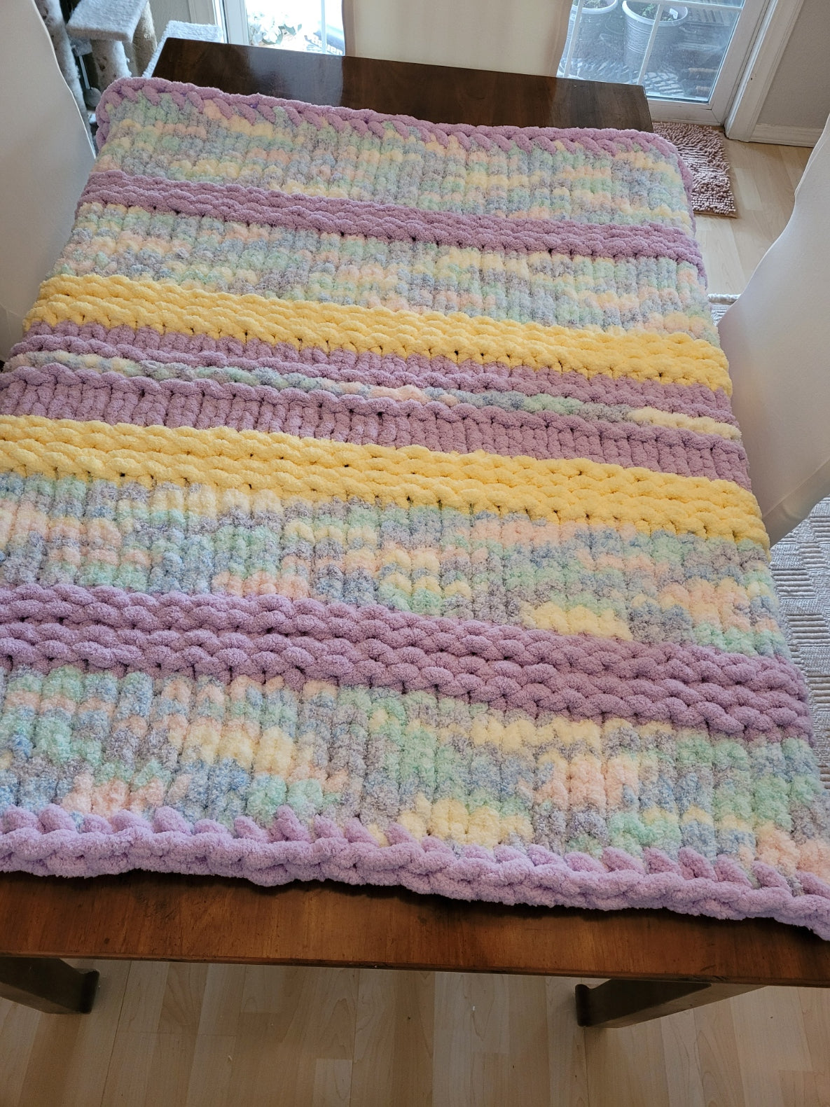 Spring Pastel Chunky Knit Throw — 48" × 52"