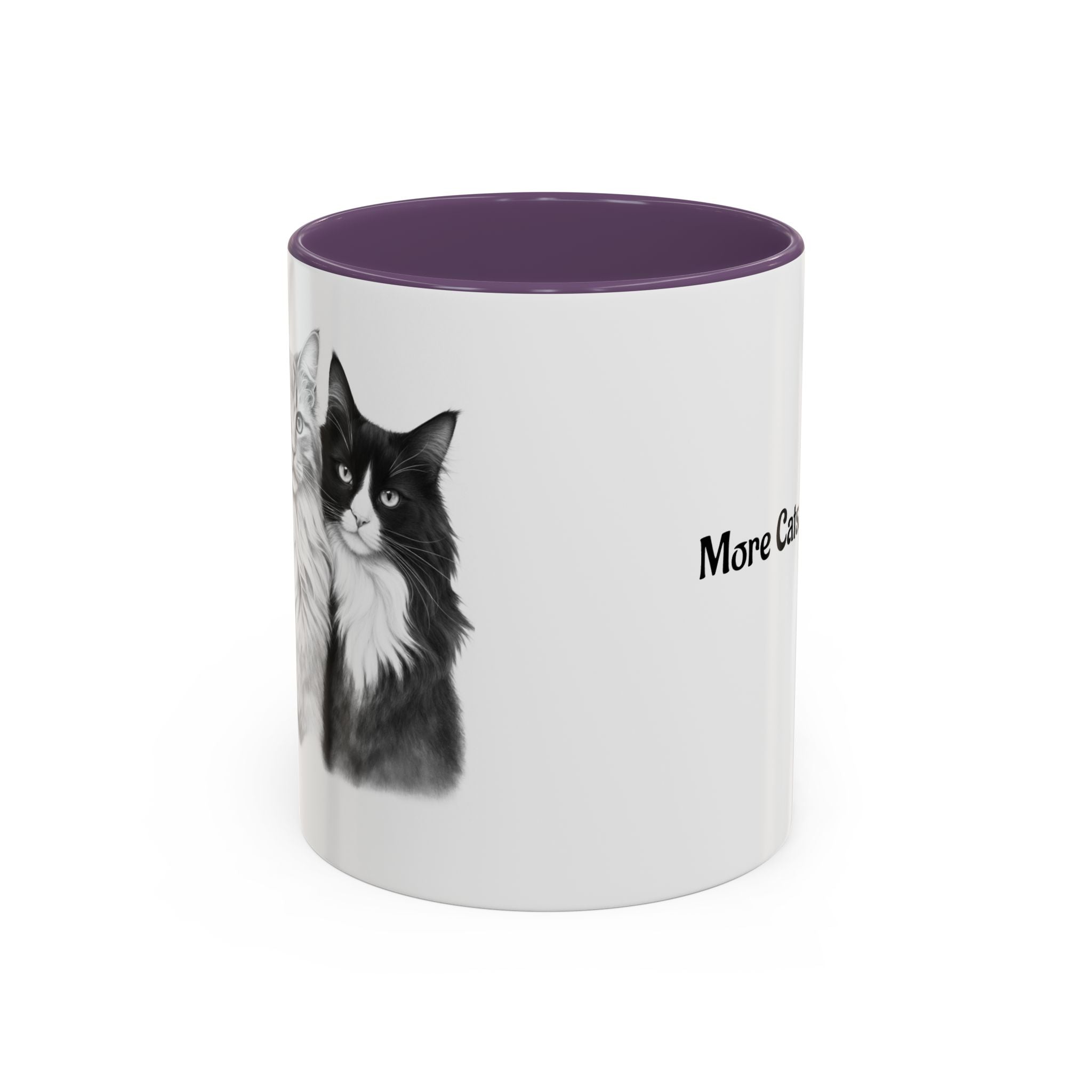 More Cats, Less Stress Accent Coffee Mug (Cat Illustration)
