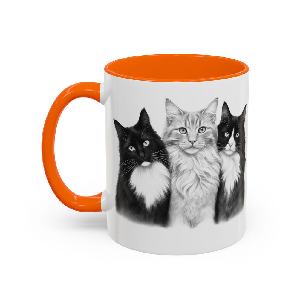 More Cats, Less Stress Accent Coffee Mug (Cat Illustration)