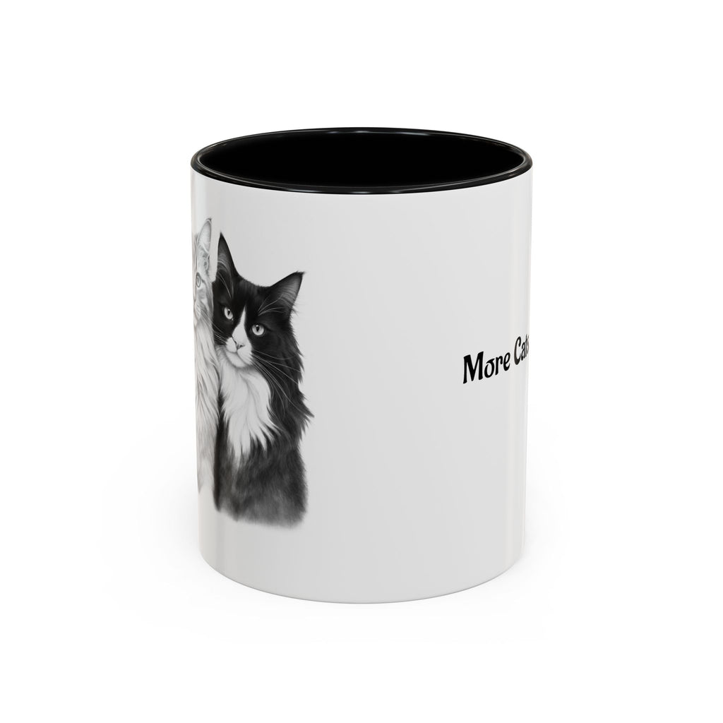 More Cats, Less Stress Accent Coffee Mug (Cat Illustration)