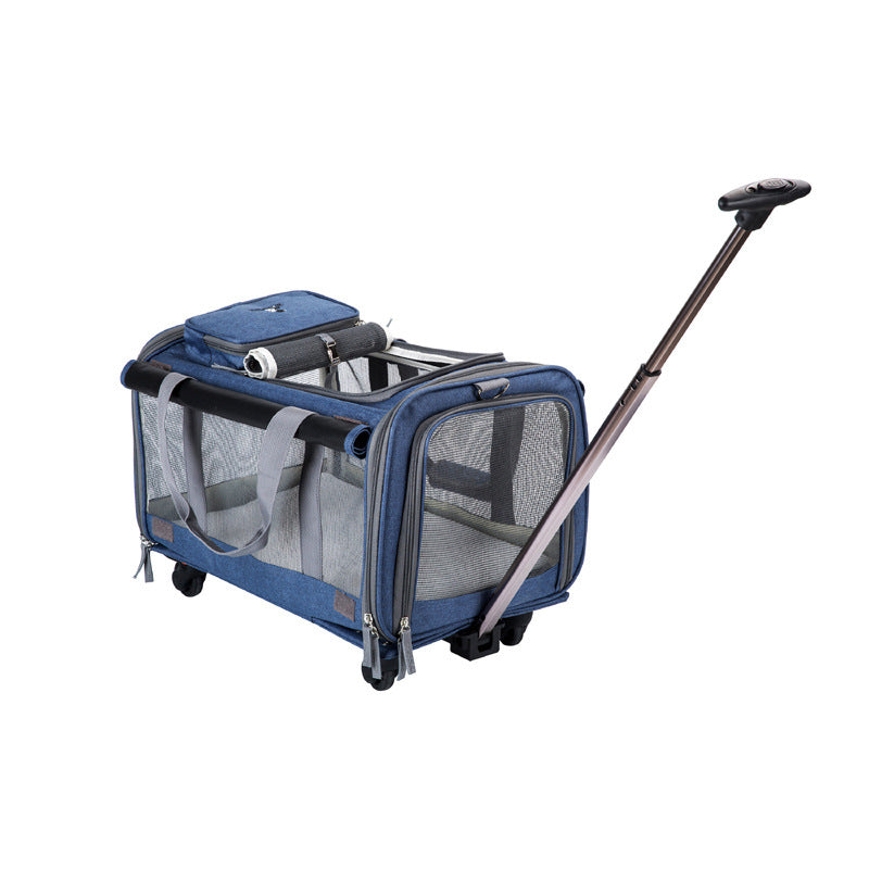 Dog and Cat Carrier With Wheels and Pull Handle