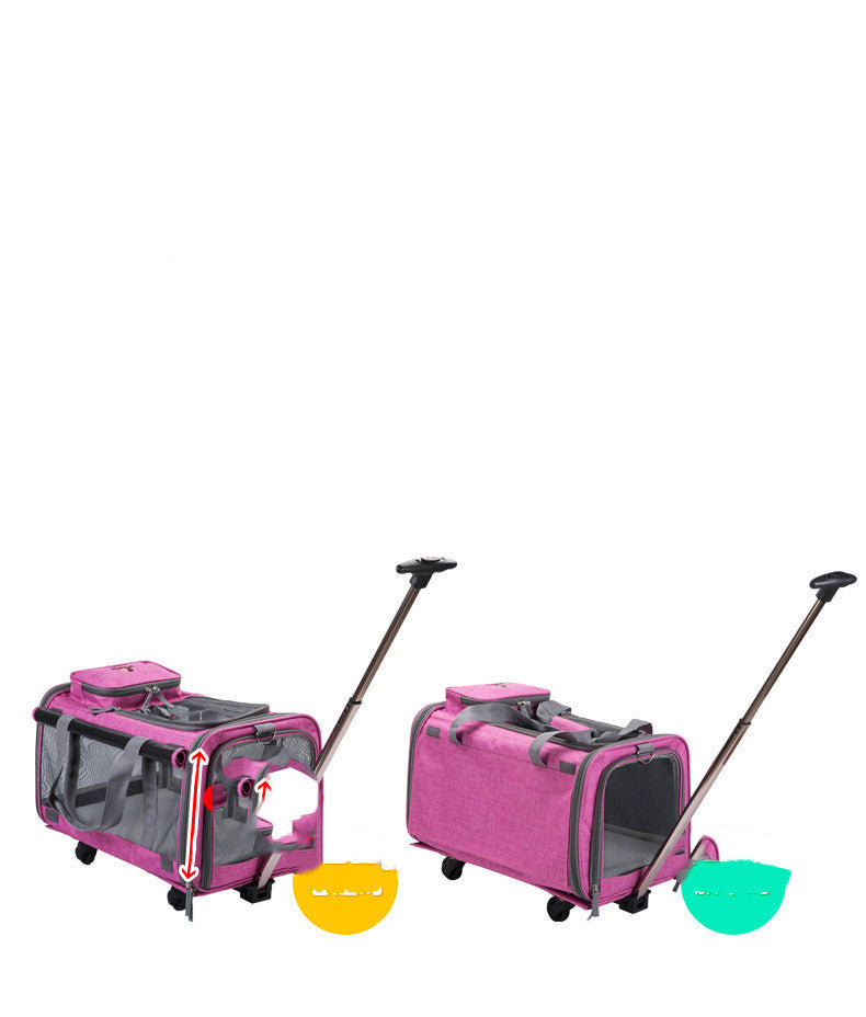 Dog and Cat Carrier With Wheels and Pull Handle