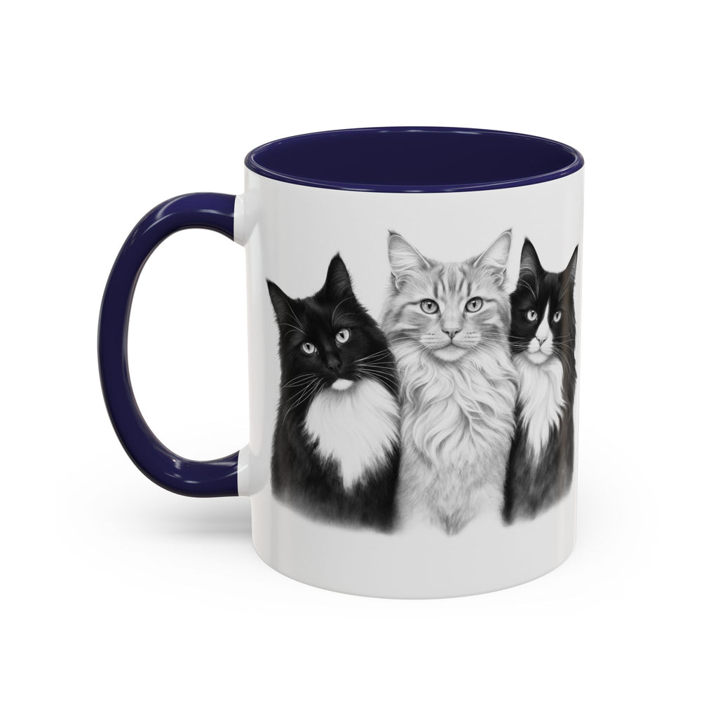 More Cats, Less Stress Accent Coffee Mug (Cat Illustration)