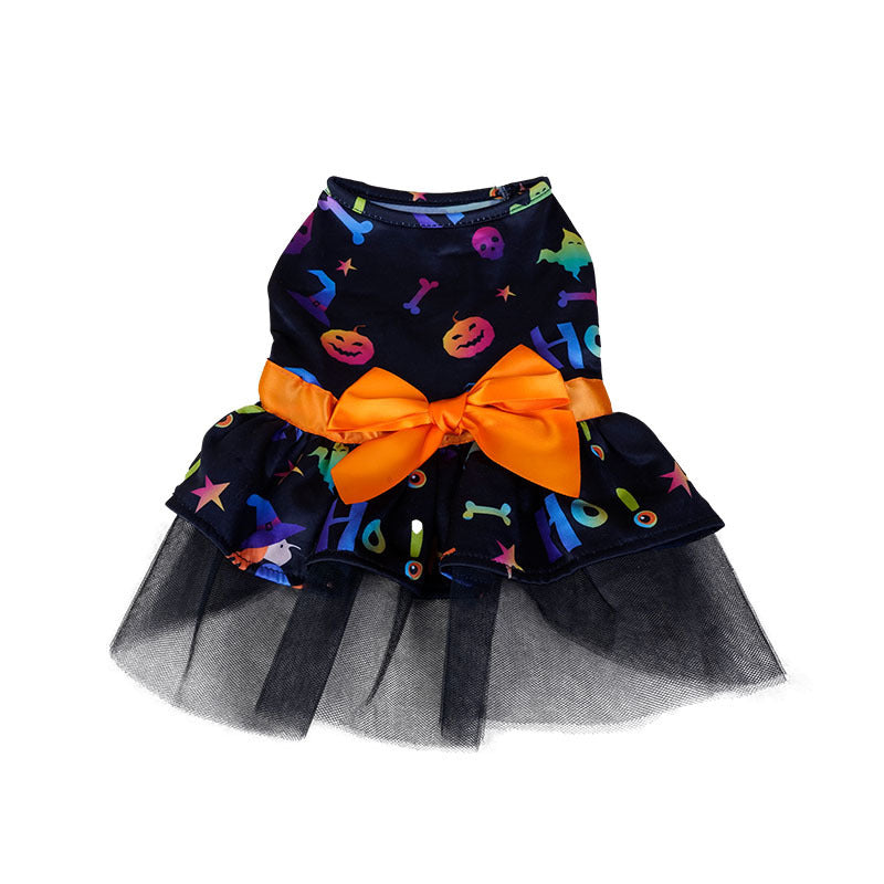Halloween Pet Dress — Skull or Pumpkin Ruffle Costume for Dogs & Cats