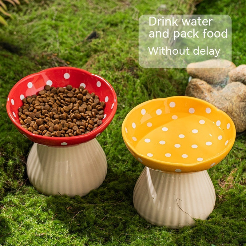 Raised Mushroom Cat Bowls - Cute Elevated Feeding Bowl For Healthy Eating