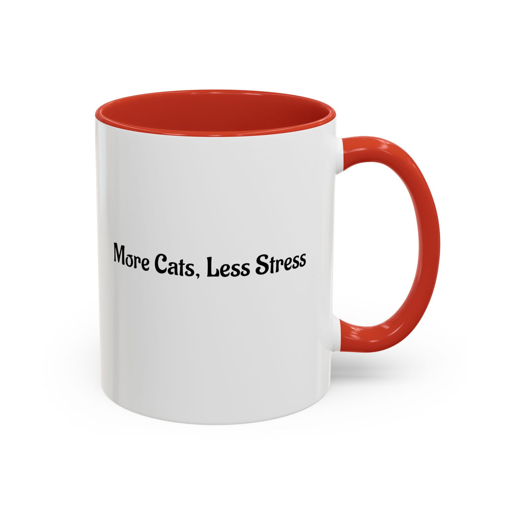 More Cats, Less Stress Accent Coffee Mug (Cat Illustration)