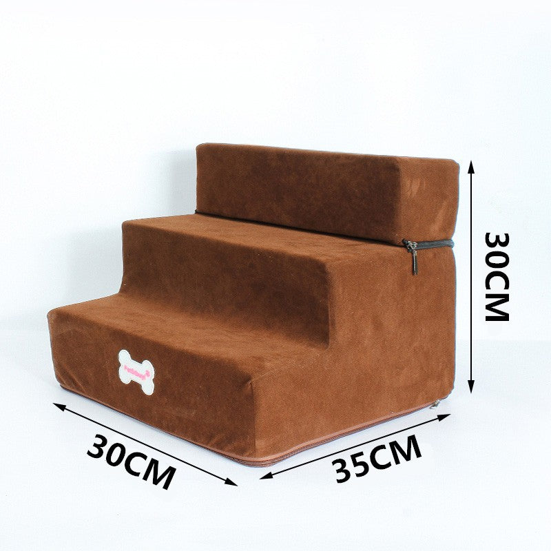 Pet Stairs – 3‑Step Soft Velvet Dog & Cat Ladder