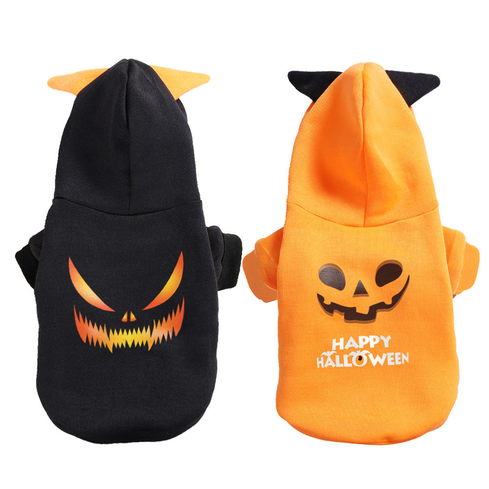 Halloween Pumpkin Dog Hoodie Costume — Cute Pumpkin Face Hoodie for Small & Medium Dogs (2 Styles)