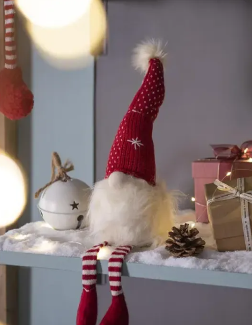 2‑Piece Christmas Gnome Sitters — Plush Holiday Shelf Decorations