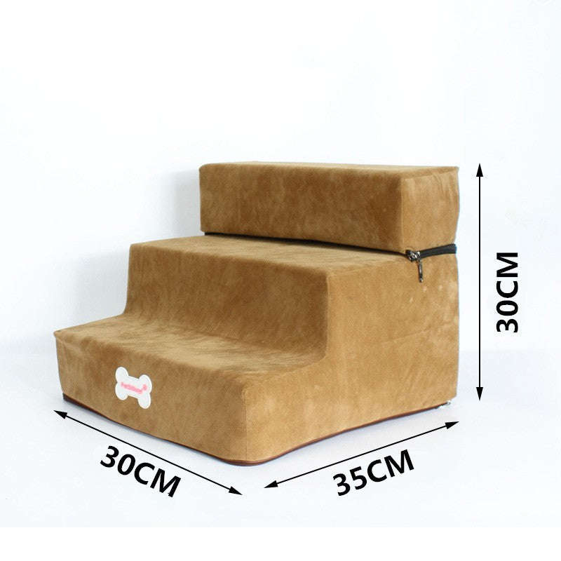 Pet Stairs – 3‑Step Soft Velvet Dog & Cat Ladder