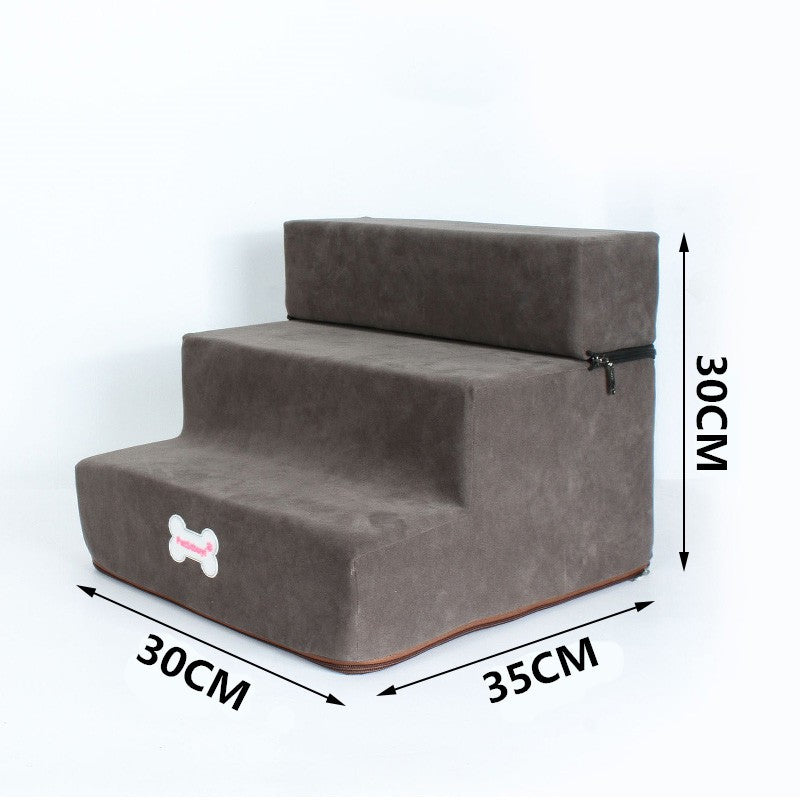 Pet Stairs – 3‑Step Soft Velvet Dog & Cat Ladder