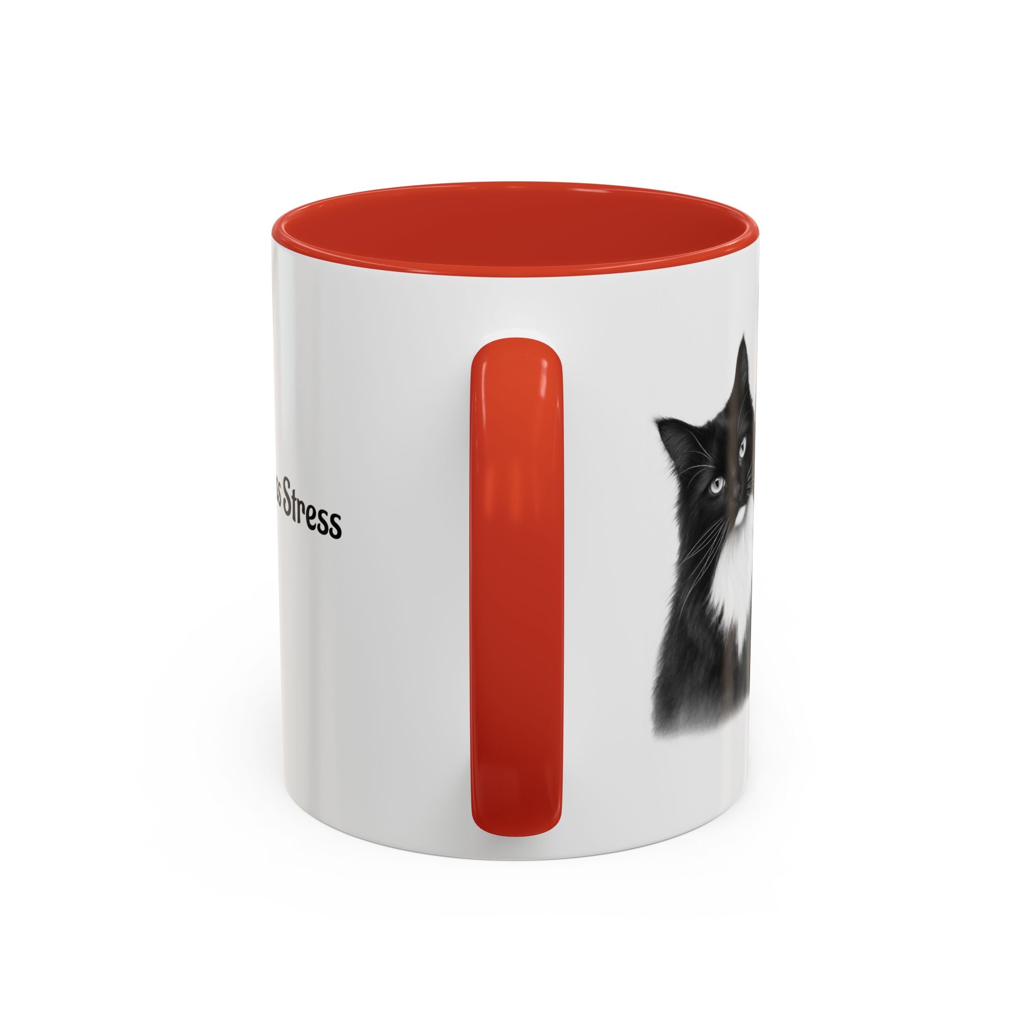 More Cats, Less Stress Accent Coffee Mug (Cat Illustration)