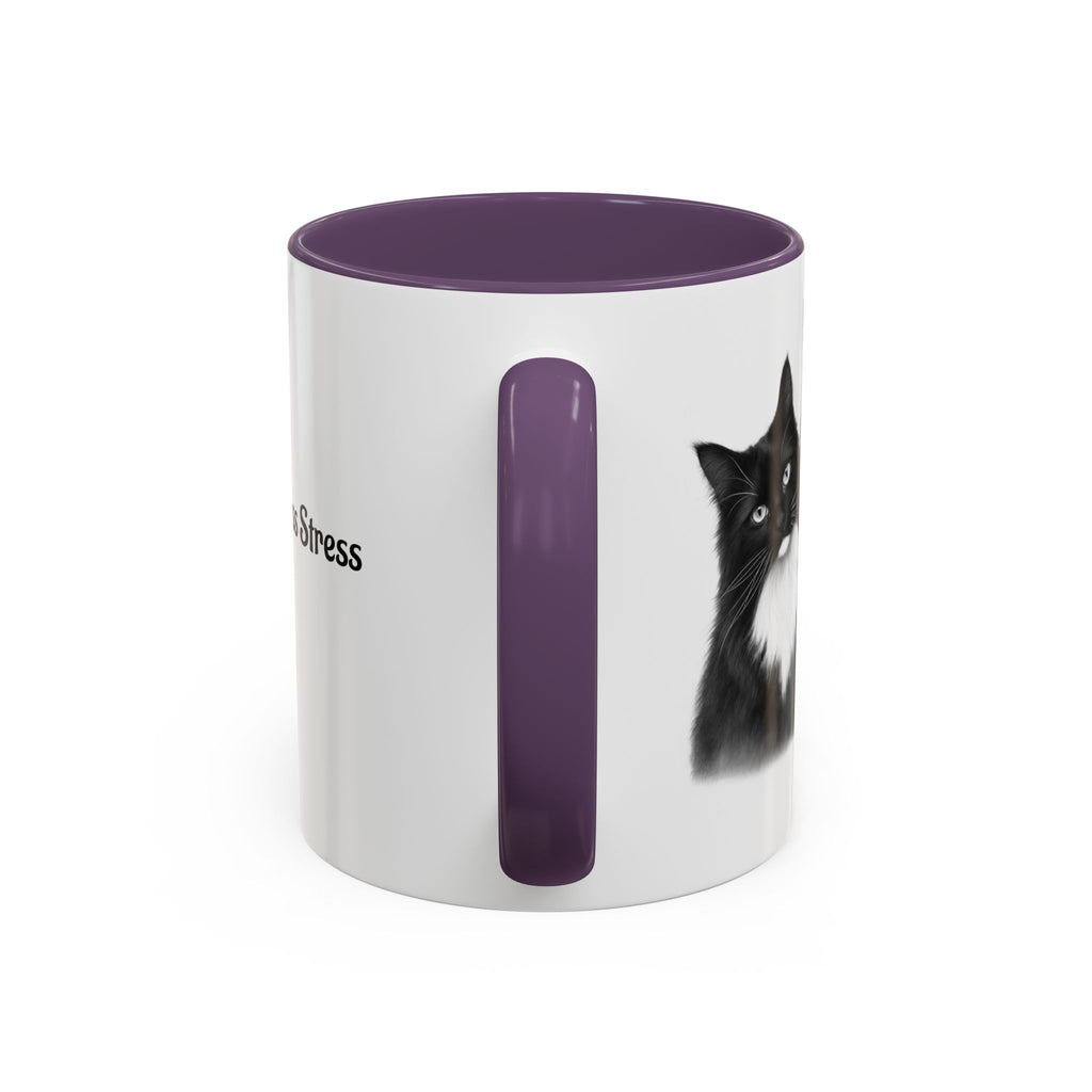 More Cats, Less Stress Accent Coffee Mug (Cat Illustration)
