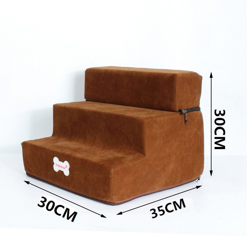 Pet Stairs – 3‑Step Soft Velvet Dog & Cat Ladder