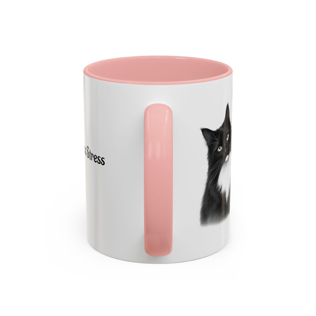 More Cats, Less Stress Accent Coffee Mug (Cat Illustration)