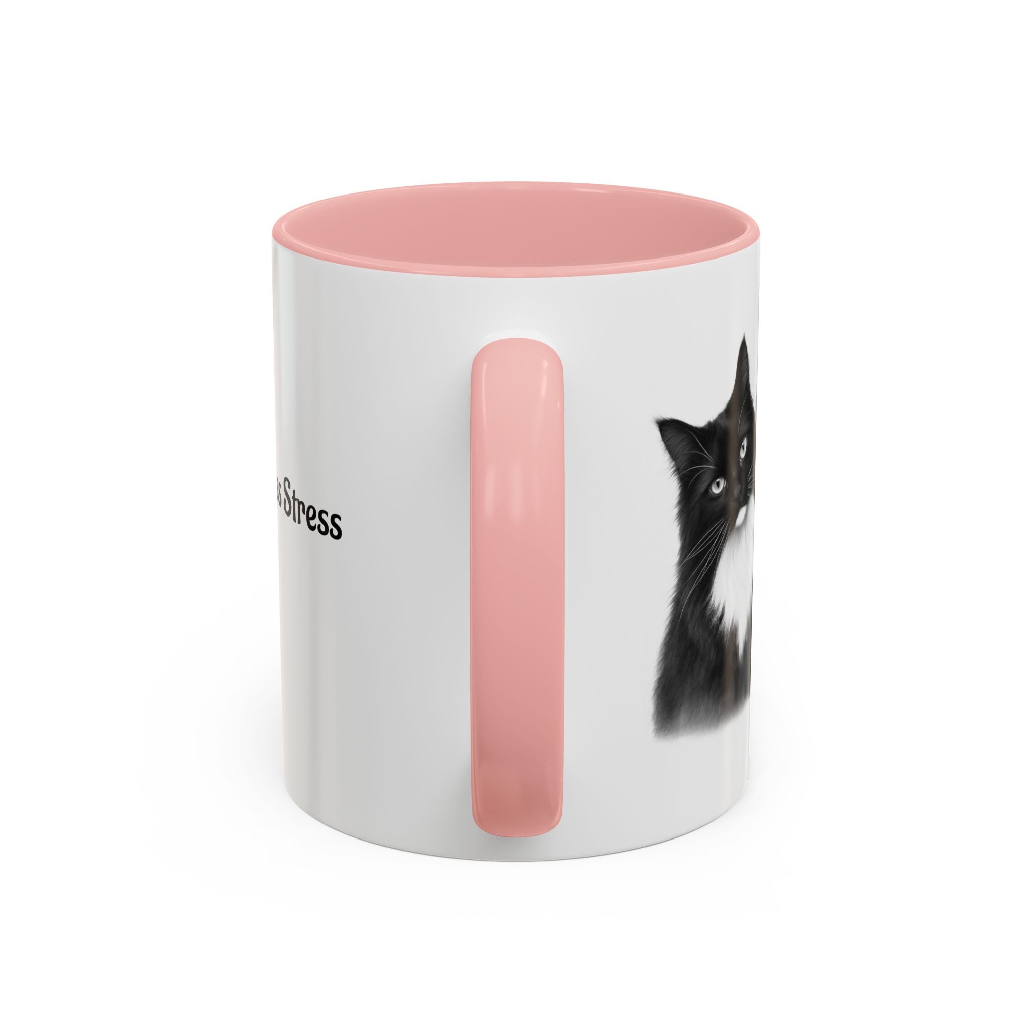 More Cats, Less Stress Accent Coffee Mug (Cat Illustration)