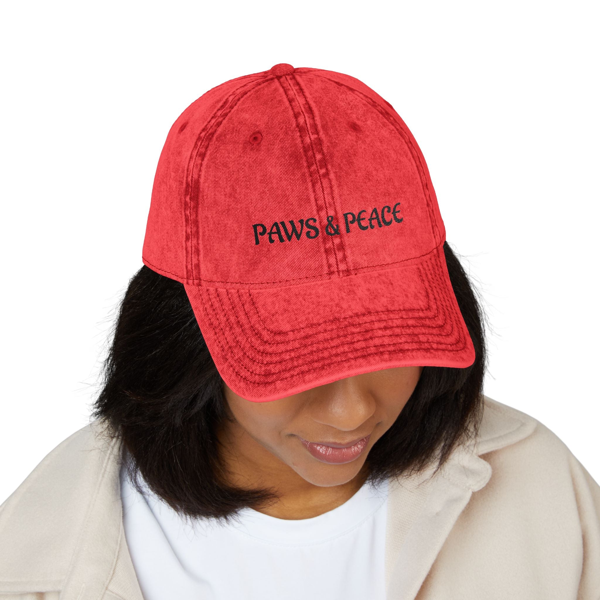 Paws & Peace Vintage Embroidered Cap