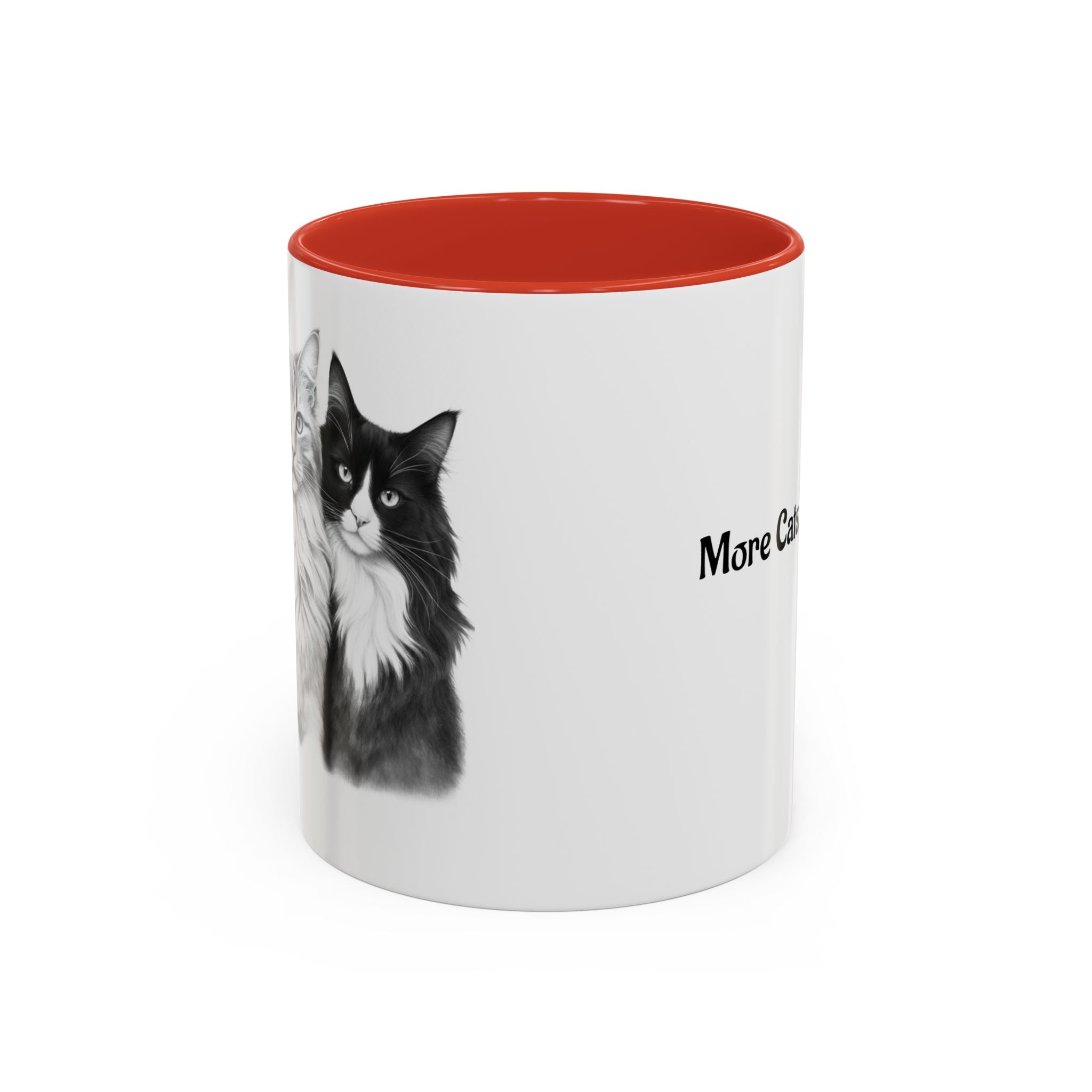 More Cats, Less Stress Accent Coffee Mug (Cat Illustration)