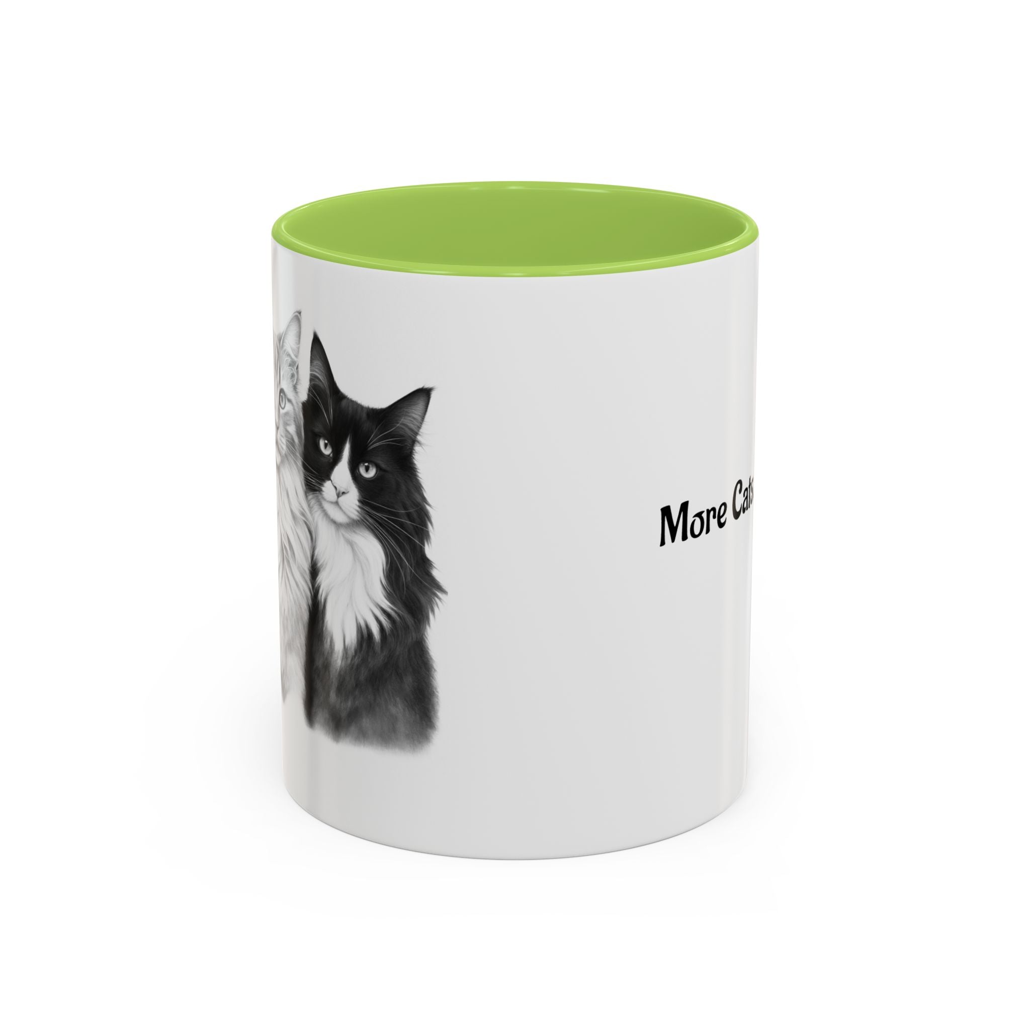 More Cats, Less Stress Accent Coffee Mug (Cat Illustration)